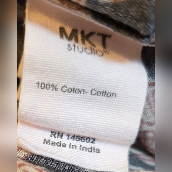 Light Cotton MKT Blue,cream & Rust V Neck Top Size 12, Short Sleeve - Picture 12 of 14